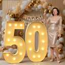 Mixifox 50 Light up Numbers 4 Feet Tall, 50 Marquee Numbers for Party, 50th Birthday Decorations for Women Men, Big 50 Sign with Light for Anniversary, Birthday Backdrop Decor
