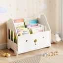 Wooden Kids Bookshelf Bookcase, Toddler Montessori Bookshelf, Nursery Book Shelves with 4 Adjustable Dividers, Book Shelf for Kids Rooms, Nursery, Bedroom, Classroom and Playroom Storage