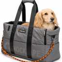 ROCK APE Water-Resistant Pet Carrier Tote, 280D Taslan Soft-Sided Travel Bag for Small Dogs & Cats, Lightweight Dog Purse with Padded Mat & Safety Leash (Grey)
