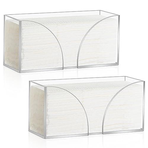 2PCS Paper Towel Dispenser Countertop Acrylic Clear Paper Towel Holder for Bathroom Folded Paper Towel Dispenser Clear Trifold Paper Napkin Holder for Z-fold C-fold MultiFold Trifold - Home Kitchen