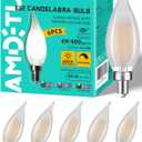 AMDTU E12 Type C 5000k Bright 40 Watt Equivalent Frosted LED Bulb Candelabra Candle Dimmable Small Base Chandelier Light Ideal for Dining Rooms Living Rooms and bedrooms Long Lasting Light