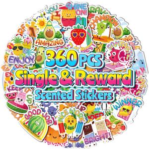 360PCS Scratch and Sniff Stickers, Large Scented Stickers for Kids & Teachers Single, Smelly Incentive Motivational Prize, Christmas Gift Bigger Reward for Student Classroom Must Haves School Supplies