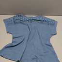 Blouses for Women Summer Short Sleeve Crewneck Dressy Shirts Casual Waffle Knit Hollow Out Tunic Tops, Size: M