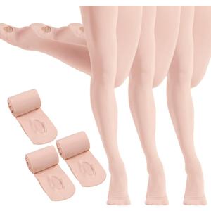 HETH Ballet Tights for Girls - Ultra Soft Dance Tights Convertible Tight (5-8 Years, Ballet Pink (More Peach) - 3 Pairs)