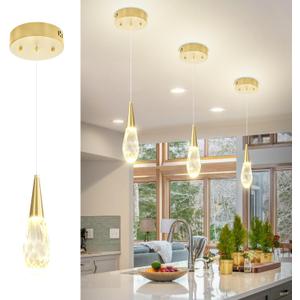 Pendant Light Kitchen Islan Gold Mini Crystal Chandelier Modern Hanging Light Fixture for Dining Room, Living Room,Bedroom, Foyer（3-Pack）