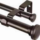 TONIAL 1 Inch Double Curtain Rods 72 to 144 Inch (6 to 12 ft), Heavy Duty Decorative Drapery Rod for Windows 69 to 140 Inch (5.75 to 11.7 ft) with Small Cap Finial, Bronze