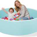 Memory Foam Ball Pit for Kids, Soft Ball Pool Round Ball Pit for Toddlers Play(Balls are NOT Included) (Light Blue, 128CM/50.4IN) (51.2 IN)
