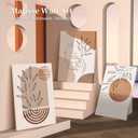 SERIMINO Boho Framed Wall Art Set of 3, Minimalist Wall Decor Living Room, Geometric Line Leaf Sun Moon Canvas Artwork Paintings for Bathroom, Home Decor Print, 12"x16" (Terracotta)