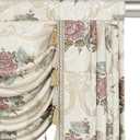 Loom and Mill Luxury European Waterfall Valance for Living Room Bedroom, Elegant Floral Jacquard Swag Window Valances with Tassels, Damask Swag Curtains for Banquet Wedding Holiday (W39Inch,1 Panel)