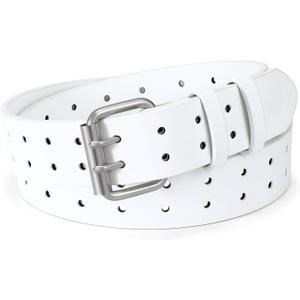 XZQTIVE Men Dual Holes Belt For Jean Pant Casual Leather Belts With Double Prong Buckle