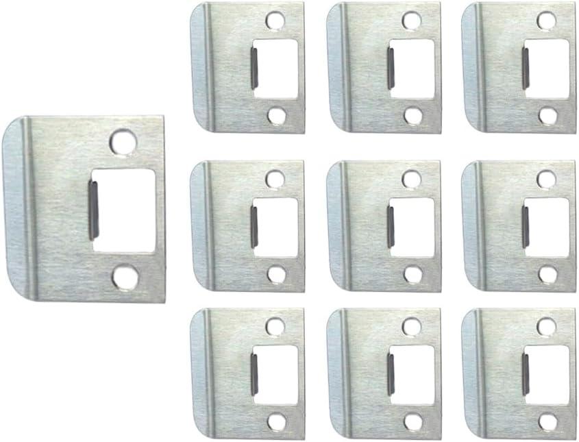 QCAA Extended Lip Strike, 2''X2-1/4, Brush Satin Nickel, 10 Pack, Made in Taiwan