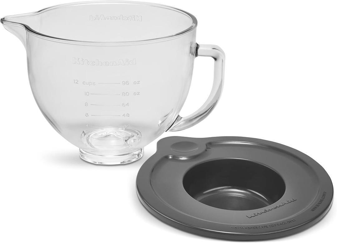 KitchenAid 5 Quart Tilt-Head Glass Bowl with Measurement Markings & Lid - KSM5GB