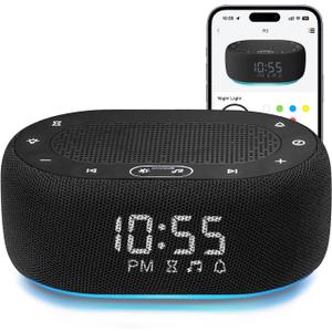 1Mii White Noise Sound Machine for Sleep, Pink Noise Machines for Baby Adults Sleeping, 18 Soothing Sounds with 7-Color Night Light, Timer, Alarm Clock, 16 Volume Levels, Easy App Control - Purple (Small, Black)
