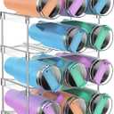 Water Bottle Organizer Stanley Cup Holder, 4-Tier Tumbler Storage, Stackable Water Bottle Holder for Kitchen Cabinet Pantry, Large Compartment fits 40 oz Tumblers, Stanley Accessories for Halloween