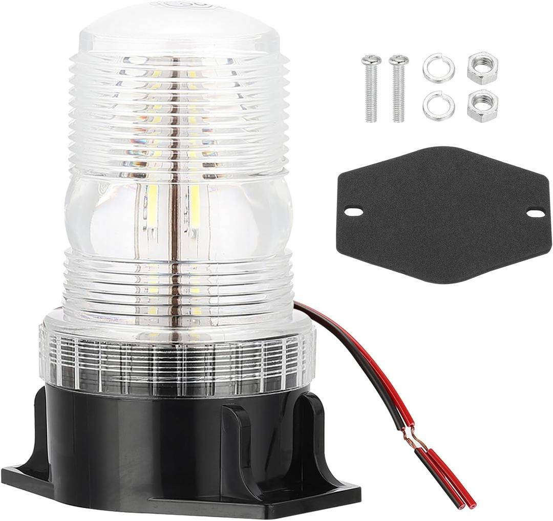 PATIKIL LED Strobe Warning Lights, 10V-80V Leds Flashing Lamps for Truck Tractor Vehicle Roof Forklift Golf Cart Mower UTV Car, White