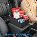 Car Storage Organizer Between Seats,Center Console Armrest Storage Box Back Seat Organizer with Small Compartment Car Interior Storage Box,Cup Holder Tray with Non-slip Mat(Black)