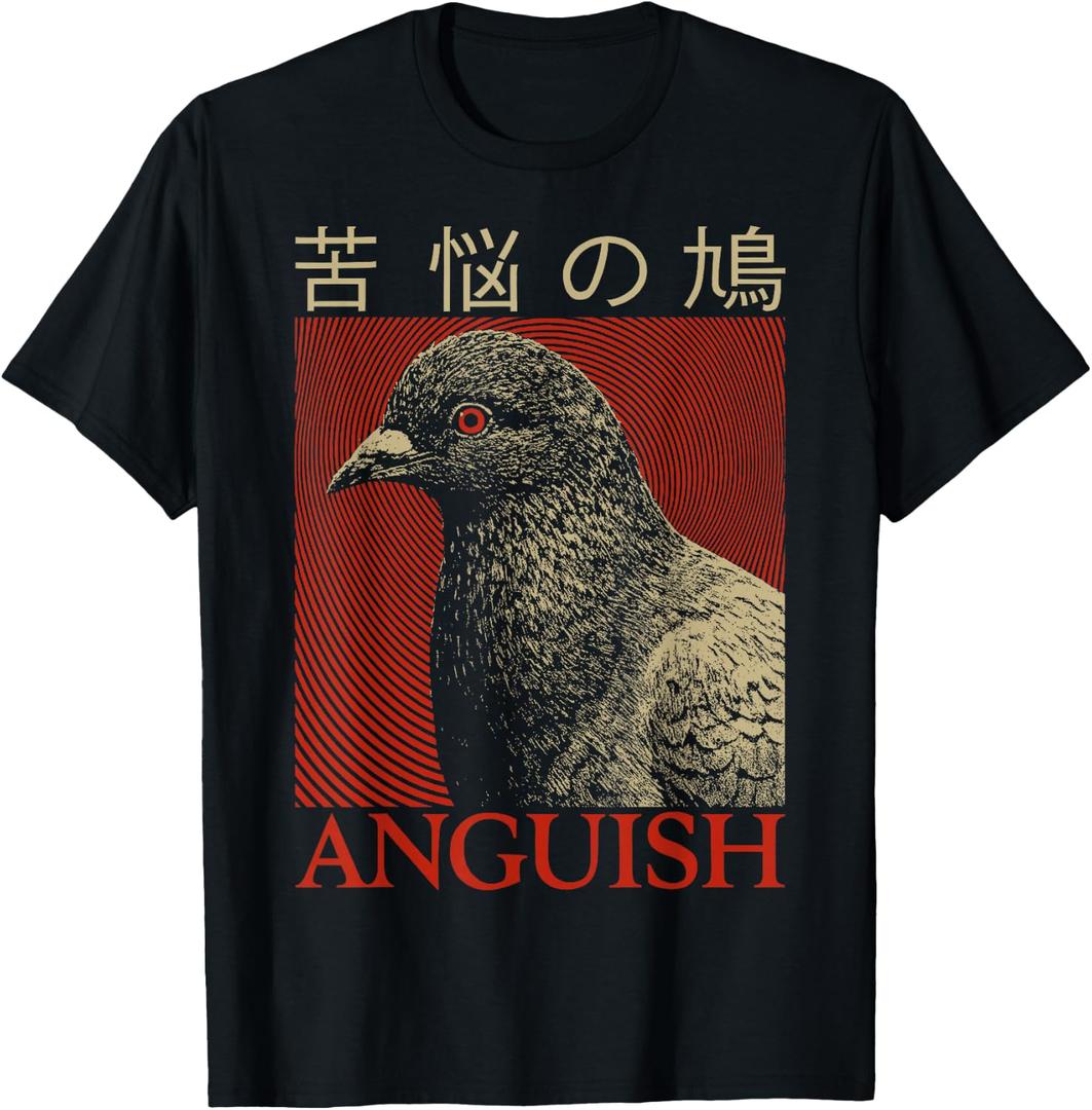Vintage Anguish Pigeon Japanese for Men Women T-Shirt (Black, XXXL)