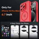 TOCOL for Phone 15 Pro Max Case, Compatible with Magsafe Charger, Full Camera Protection, Drop Protection, Translucent Matte Phone Case for iPhone 15 Pro Max 6.7 inch (Red)