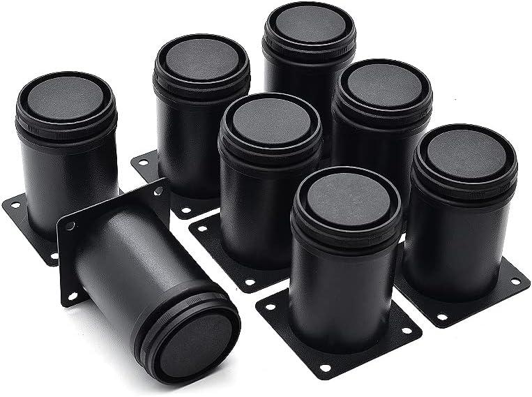 3 Inch Metal Furniture Legs Stainless Steel Adjustable Legs Black Metal Legs Round Cabinet Legs for Coffee Table Cabinet Desk Sofa Shelves, Pack of 8