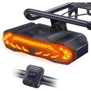 Onvian Smart Bike Tail Light with Turn Signals, Rechargeable Bicycle Horn Bike Alarm with Remote, Auto-Sensing Bike Turn Signals Light Alarm