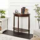 Decor Therapy Simplify Half Round Accent Table, Walnut, 28.25w 11.8d 28.25h