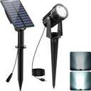 Solar Spot Lights Outdoor, Solar Landscape Spotlights IP65 Waterproof 9.8ft Cable,Auto On/Off Outdoor Wall Lights for Garden Yard Driveway Porch Walkway Pool (6000K White) (1-IN-1)