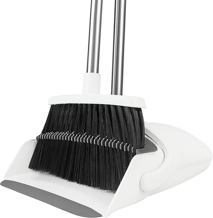 Broom and Dustpan Set, Broom with Dustpan Combo Set for Home Commercial Cleaning Supplies Angle Broom with Long Handle Perfect for Courtyard Garage Street (White) Broom and Dustpan Set, Broom with Dustpan Combo Set for Home Commercial Cleaning Supplies Angle Broom with Long Handle Perfect for Courtyard Garage Street (White)