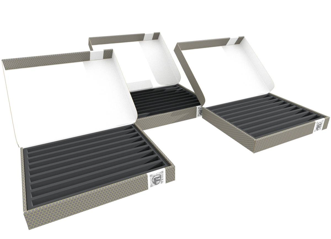 FELDHERR STORAGE BOX FSLB040 FOR MODEL RAILWAY LOCOMOTIVES, WAGONS AND VEHICLES - 9 SLOTS FOR N GAUGE VERTICAL