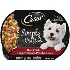 (10 pack) Cesar Simply Crafted Beef, Chicken and Vegetables Wet Dog Food Topper, 1.3 oz Tub
