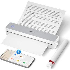 iDPRT Portable Thermal Printer, MT610 Pro Wireless for Travel, 300DPI Bluetooth Inkless Printer Support 8.5" X 11" US Letter& A4&A5 Thermal Paper for Home, Compatible with iOS, Android, Laptop, White