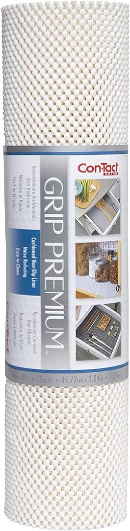 Con-Tact Brand Grip Premium Shelf Liner, Thick and Non-Adhesive Drawer Liner, Multi-Purpose and Easy to Use, 18" x 10', White, Pack of 1, 4.3"W x 18"L