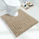 Yimobra Toilet Rug U Shaped Washable 24x20 Inch - Ultra Soft Absorbent Chenille Bath Rugs for Toilet, Quick Dry & Machine Washable, Non Slip Contour Bathroom Mat, Camel