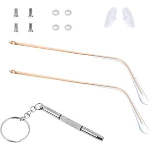 Glasses Arm Replacement Metal Gold Eyeglass Legs Replacement Single Teeth Thin Eyeglasses Repair Legs Sunglasses Arm with Transparent Tips Glasses Temple Eyewear Frame Temple Accessory