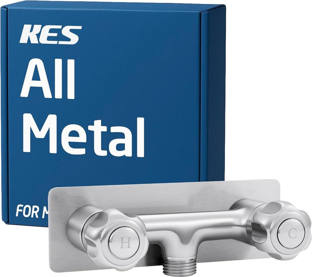 KES All Metal RV Shower Faucet, Leak-Proof 4 Inch Camper Shower Faucet Valve Diverter Replacement, Solid One-Piece Brass Body (Valve Only, Showerhead Not Included), Brushed Nickel