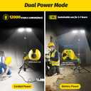 Tresda Dual-Head LED Work Light with Stand, 2025 Pro+ 12000LM Corded or Battery Rechargeable Telescopic Tripod Worklights, Portable Construction Flood Light for Job Site Workshop Garage
