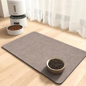 MontVoo-Absorbent Pet Feeding Mat-No Stains Pet Mat for Food and Water Bowl-Quick Dry Cat & Dog Food Mat Water Dispenser Mat-Pet Supplies Mat-Dog Water Bowl Mat for Messy Drinker,Brown,23"x34"