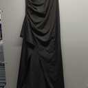 LAGSHIAN Women's Elegant Bodycon Off Shoulder Sleeveless High Split Ruched Long Formal Evening Dress, Medium, Black