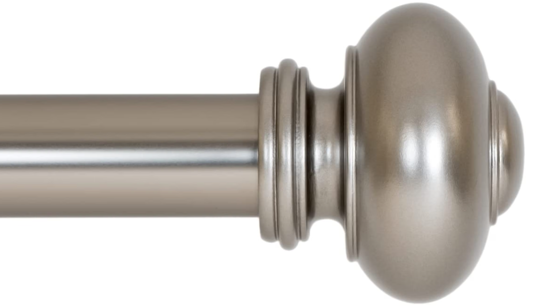 Ivilon Drapery Window Curtain Rod - Knob Design, 1 Inch Rod, 48 to 86 Inch. Satin Nickel
