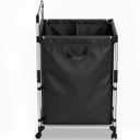 Double Laundry Hamper184L Large 2-Compartment Dirty Clothes Basket with Stianless Handles,Collapsible Laundry Sorter with Wheels