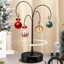 Electric Rotating Ornament Display Stand, Metal Ornament Hangers Stands, Christmas Ornaments Holder for Crafts, Crystal Glass Balls, Baubles, Xmas Gift & Tabletop Decorations(Tree Style)