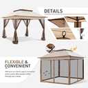 COOS BAY 11x11 Pop Up Instant Gazebo Tent with Mosquito Netting Outdoor Canopy Shelter with 121 Square Feet of Shade (Beige)