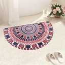 Semi Round Boho Bathmat Sun and Moon Fun Bath Mat Non Slip Washable Bathroom Decor Half Circle Bohemian Home Floor Doormat Semicircle Indoor Rug (Boho Eye, Short Pile)