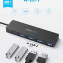 Anker 4-Port USB 3.0 Hub with 5Gbps Data Transfer, Ultra-Slim Data USB C Hub [Charging Not Supported], for MacBook, iMac, Surface, Mobile HDD, and More (USB-C, 0.7 ft)