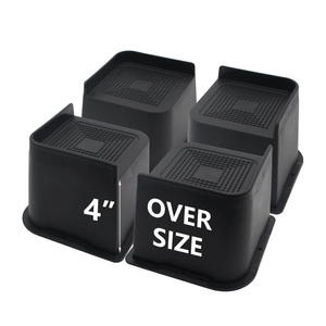 Bed Risers 4 inch Heavy Duty, 4 Pack Oversized Furniture Risers 6 inch, Black Bed Lifts Risers for Table, Sofa, Chair, Couch, Desk, Bed Frame Risers Supports Up to 6,500 Lbs