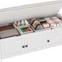 HOMEFORT 41.3" Shoe Bench with Lift Top Storage, Entryway Bench with Cushioned Seat, Wooden End of Bed Bench, Shoe Cabinet Bench with Hidden Storage Space, for Bedroom, Hallway,White