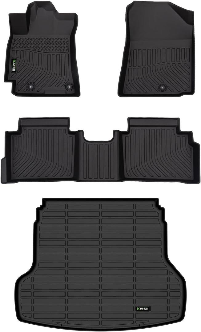 HAFIDI® Floor Mats & Cargo Liner Set Fit for 2019-2024 Kia Forte丨S丨EX丨FE丨LX丨LXS丨GT丨GT-Line丨All Weather Protection TPE Anti-Slip Automotive Full Set Floor Liners Custom Accessories - Black