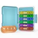 Codcaw Weekly Pill Organizer 4 Times a Day, 7 Day Pill Box 4X, Portable for Travel Pill Case for Pills/Vitamin/Fish Oil/Medication/Supplements (4x7 Blue+Rainbow)