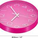 PATIKIL 12 Inch Wall Clock, Battery Operated Silent Non-Ticking Round Wall Clocks for Office Bedroom Decorative, Pink