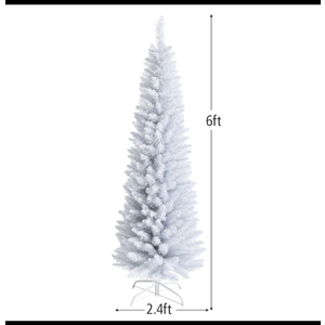 6 Feet Unlit Artificial Slim Pencil Christmas Tree with Metal Stand