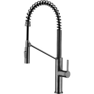 AQUALISE Kitchen Faucet with Pull Down Sprayer - Commercial Style Kitchen Faucets - Magnetic Docking 22.625 inch High Arc Grifos Cocina (Metallic Gray)